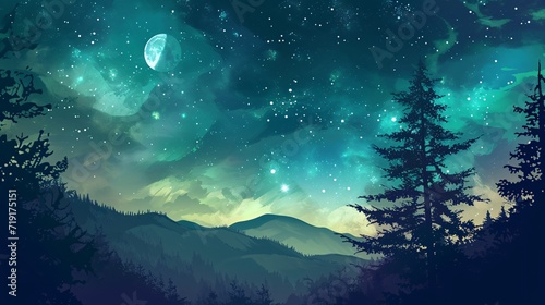 Colorful gradient clip art of a mysterious night sky.