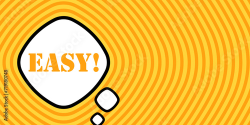 Speech bubble with Easy text. Boom retro comic style. Pop art style. Vector line icon for Business and Advertising