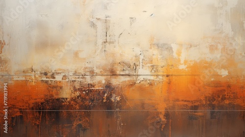 Textured canvas of weathered rust, vivid orange patina, distressed painting metal wall, vintage aged surface, contemporary spray paint art