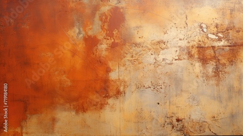 Textured canvas of weathered rust, vivid orange patina, distressed painting metal wall, vintage aged surface, contemporary spray paint art