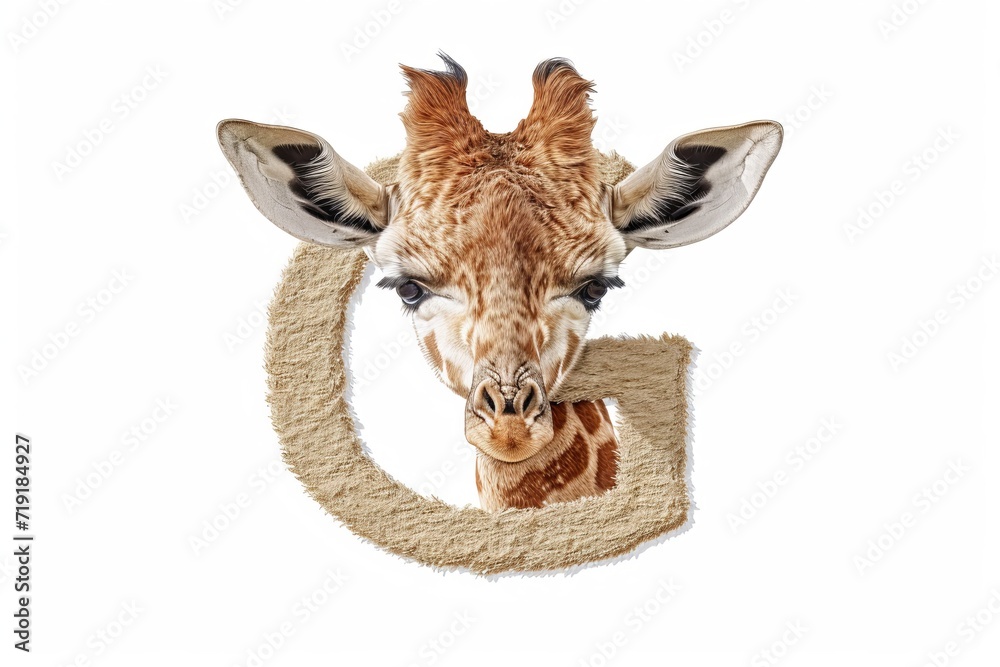 Giraffe head shaped letter g isolated on white background, ideal for graphic design or branding Giraffe head shaped letter g isolated on white background, ideal for graphic design or branding