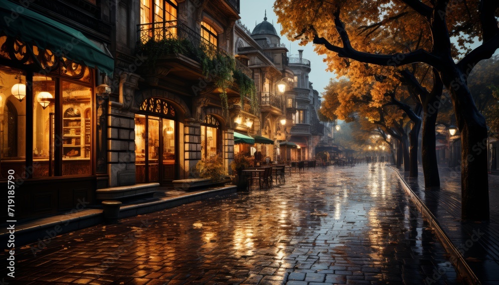 Fototapeta premium Early Hours Adventurer: Exploring the Barcelona at dawn