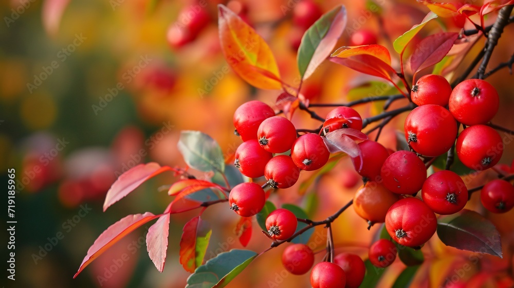 Obraz premium Japanese Autumn with Nandina domestica berries.