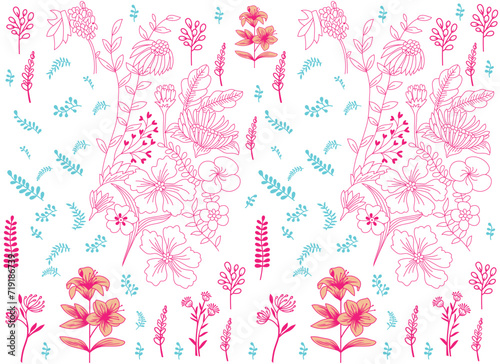 pattern with flowers Raspberry Seamless Botanical Vector