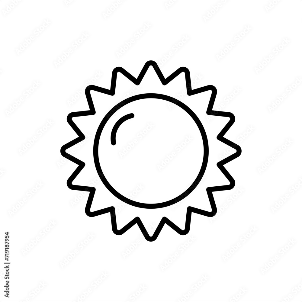 Sun Icon for Brightness, Intensity Setting icon. For web design, app, and UI. Isolated on white background Sun Icon for Brightness, Intensity Setting icon. For web design, app, and UI. Isolated on white background