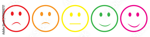 Feedback emoticons emojis. Smiley icon set , happy, neutral, sad, emoji, icon - Customer satisfaction rating scale with good and bad emotions. Vector illustration,eps10