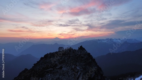 Принти на полотні Sunset at fire lookout in the mountains