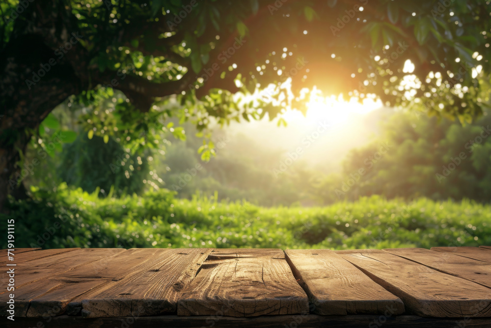 Tree Table wood Podium in farm display for food perfume and other products on nature background