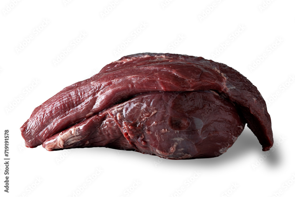 Fototapeta premium Venison is a large piece of raw ham. isolated on a white background