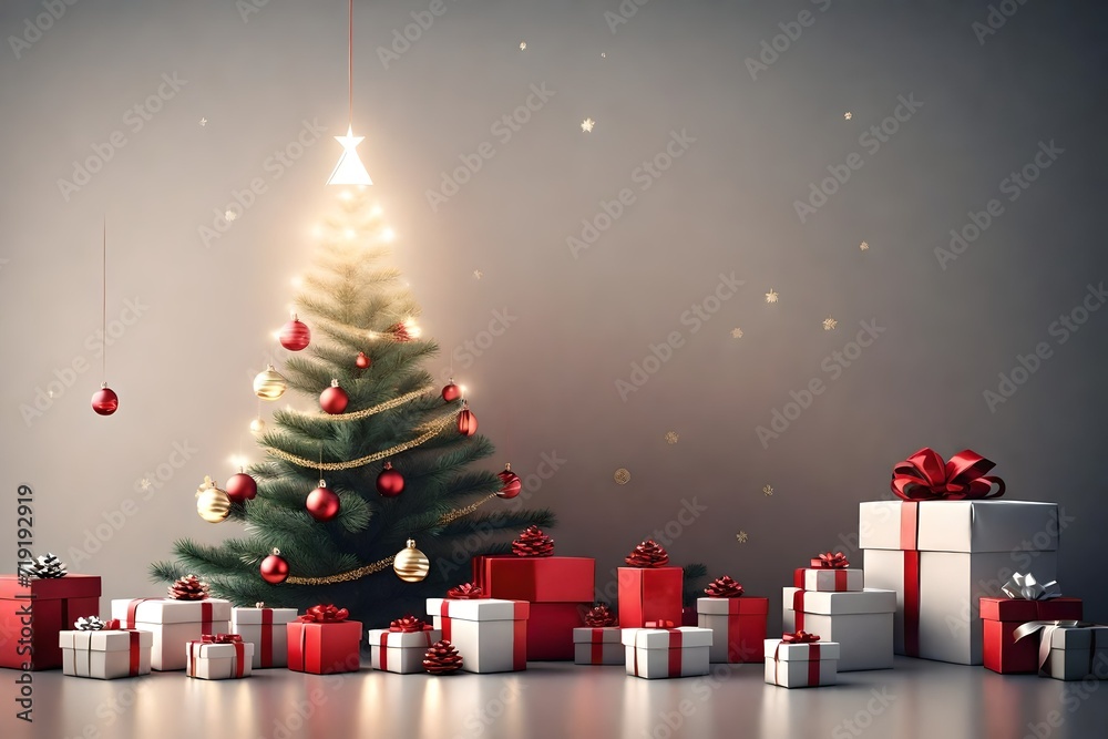 christmas tree and gifts. AI generated