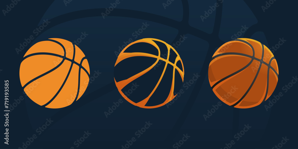 Different design style and icon basketball ball vector illustration side perspective view