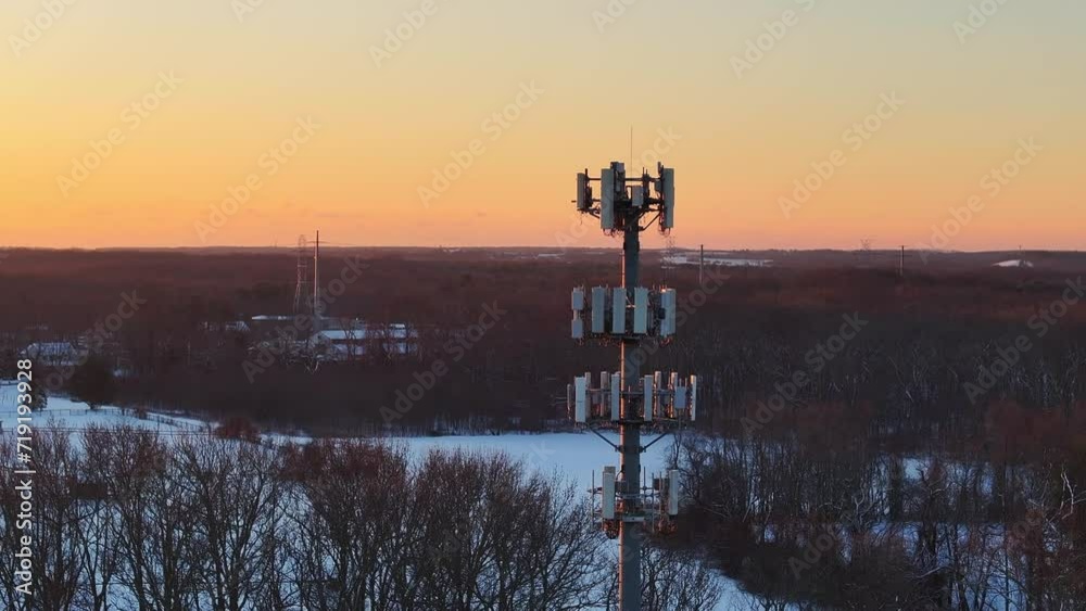 Cell tower in the cold Winter 4K