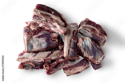Reindeer rib ragout top view. isolated on a white background