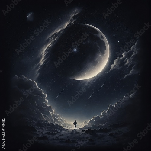 illustration of Dreamy moon with stars to celebrate world sleep day generate by Ai photo