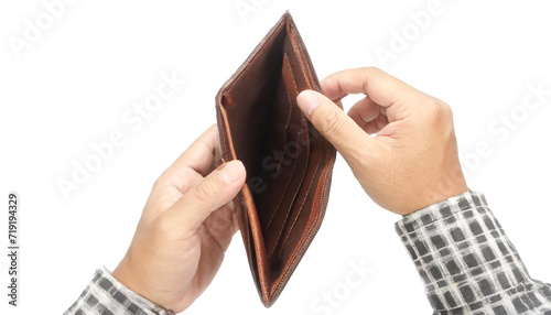 Empty Wallet - Concept of Poverty, High Taxes or no Savings - Empty wallet being opened 