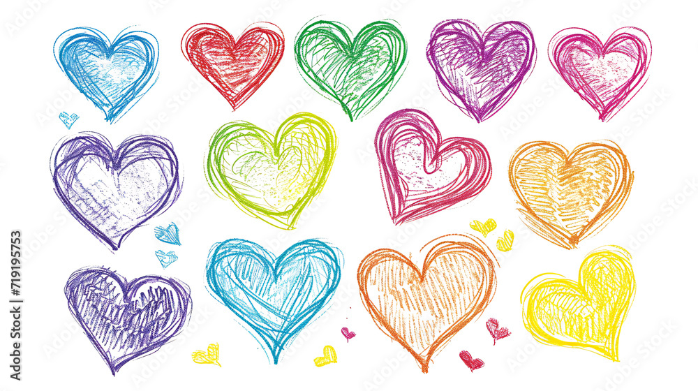 Vector illustration. Hand drawn hearts on white background. Vector illustration. Hand drawn hearts on white background.