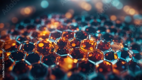 Abstract hexagonal molecular structures in technology background and science style, Medical design photo
