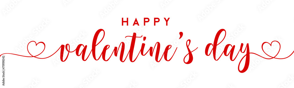 Happy Valentine's Day banner vector illustration with creative typography and heart shapes. happy valentine's day lettering for greeting card, template, brochure, print, social media white background