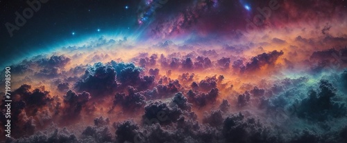 Colorful space galaxy cloud nebula Stary night cosmos Universe science astronomy panoramic