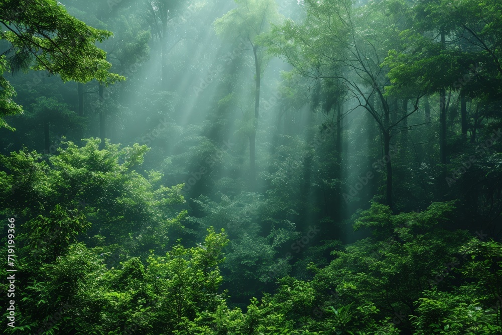 Misty Morning in Forest