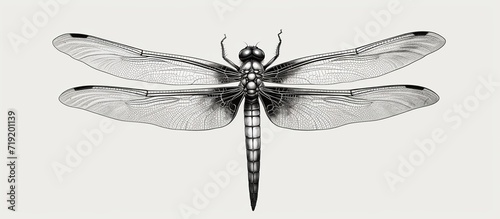Black Odonata dragonfly line drawing illustration