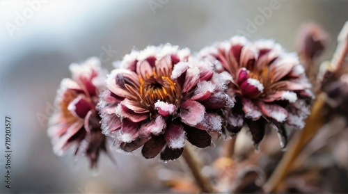 close-up flowers wither in winter copy space