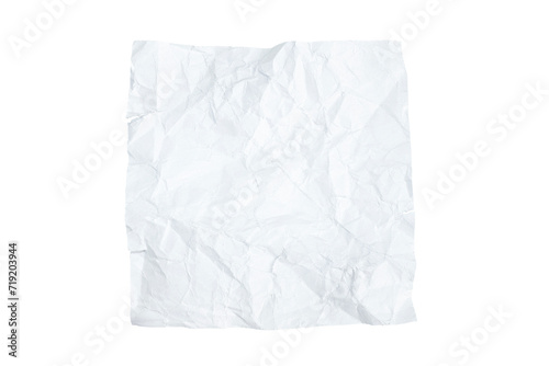 White crumpled paper isolated on transparent background.
