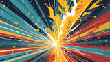 Blast zap lightning bolt explosion excitement abstract background, Posters, Banner Samples, Retro Colors from the 1970s 1900s, 70s, 80s, 90s. retro vintage 70s style stripes background poster lines.
