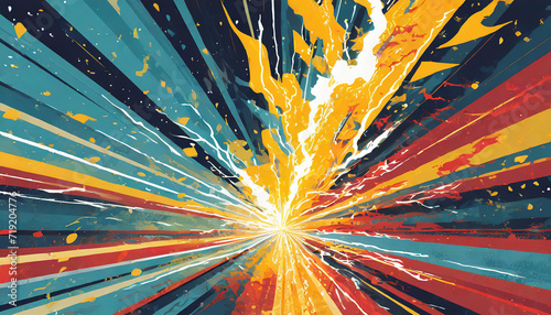 Blast zap lightning bolt explosion excitement abstract background, Posters, Banner Samples, Retro Colors from the 1970s 1900s, 70s, 80s, 90s. retro vintage 70s style stripes background poster lines. photo