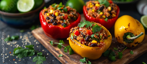 Vegan Stuffed Bell Peppers with Quinoa, Black Beans and Mexican Spices photo