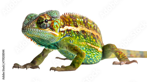 Colorful Chameleon Perched on White Surface