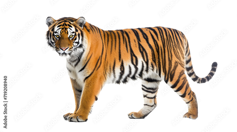 Tiger Standing on White Background