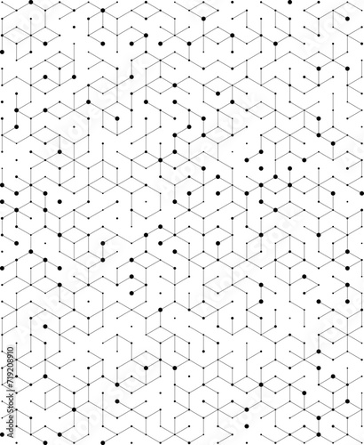 Modern vector seamless pattern. Abstract hexagon black isolated on white background. Vector Format Illustration 
