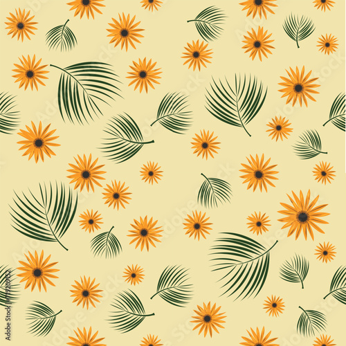 Spring seamless pattern with flowers,Vector colorful kids background. Cute t-shirt design for kids clothing.
