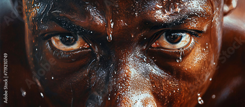 close-up of the eyes of a focused olympic athlete in competition