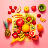 Symphony of Colors Creatively Arranged Fruits for Visual Delight created with Generative AI