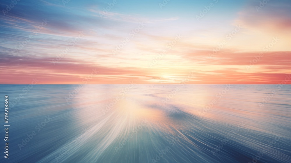 Wonderful peaceful sunset at the sea, seascape background, tender and natural colors. Neural network AI generated art