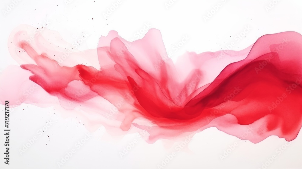 Splash of red ink on a white background. Neural network AI generated art
