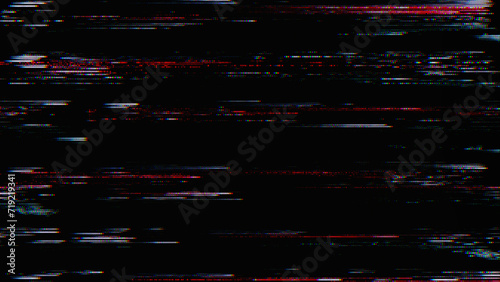 Fototapeta Naklejka Na Ścianę i Meble -  Glitch noise static television VFX. Visual video effects stripes background, CRT tv screen no signal glitch effect