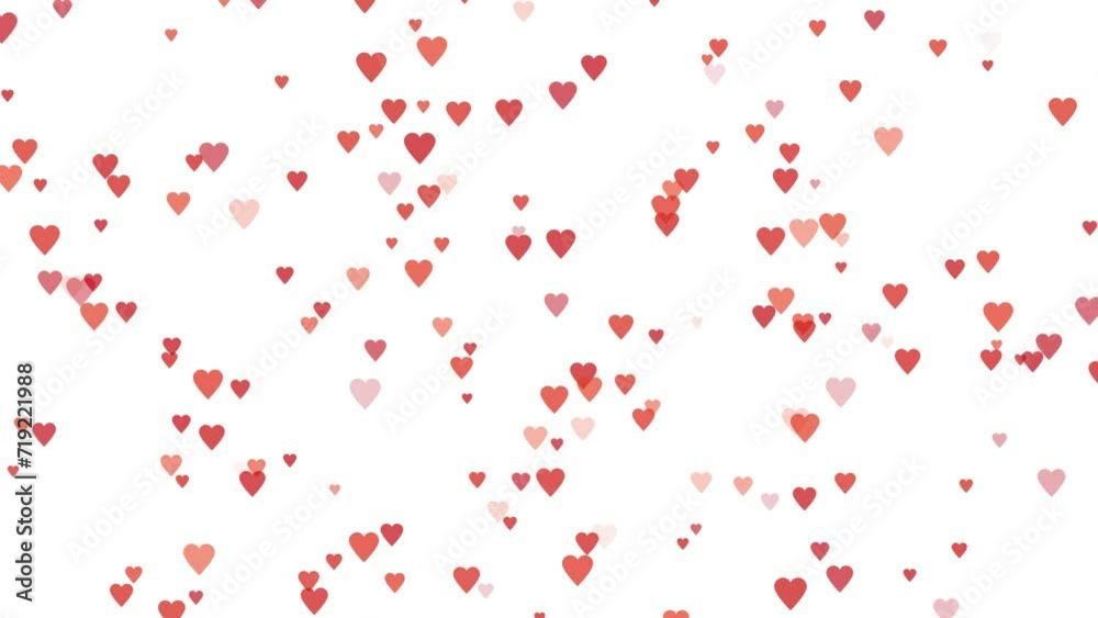 Red hearts animation, flurry of rising red hearts isolated against a white background Red hearts animation, flurry of rising red hearts isolated against a white background