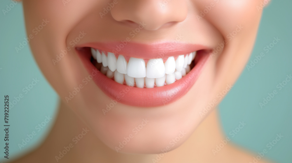 Obraz premium Close-up of Smiling Womans Teeth. Generative AI.