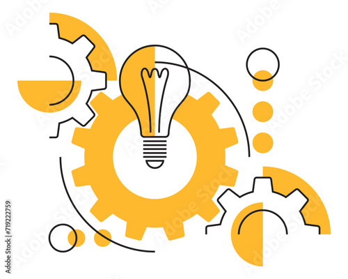 Electric lamp in thin line with yellow gears