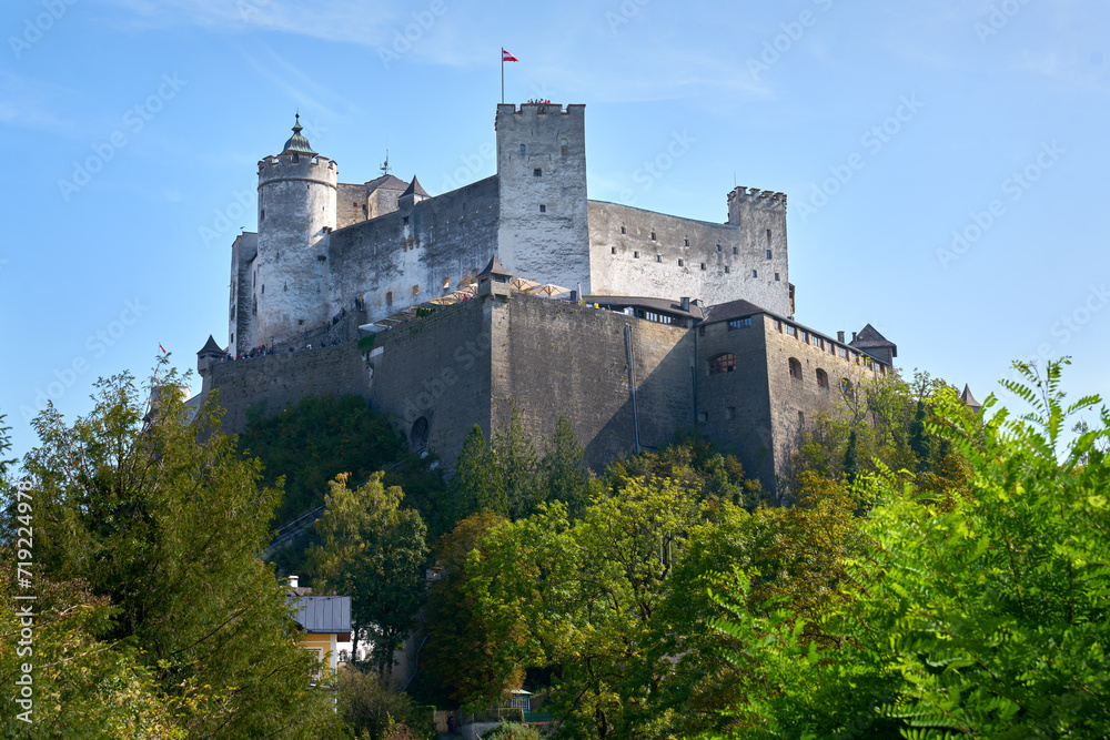 The Hohensalzburg Castle Festung Hohensalzburg Salzburg Austria. The Hohensalzburg castle in Salzburg, Austria. One of the largest medieval castles in Europe

