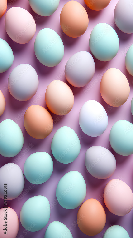 Flat lay of colored Easter eggs. Plain pastel background. Flat lay of colored Easter eggs. Plain pastel background.