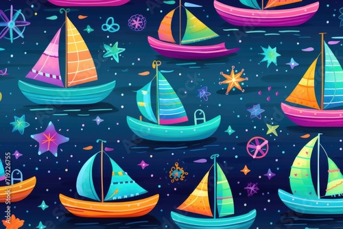 seamless pattern with ships