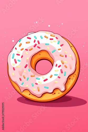 Delicious Donut Delight: Tasty Sweetness in a Colorful Cartoon Illustration