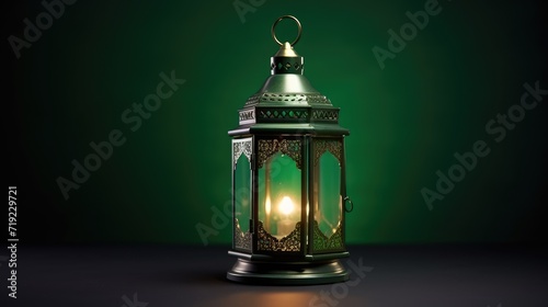 Ramadan Blue Lantern Islamic Ornament Blurry Bokeh Background © SatuJiwa