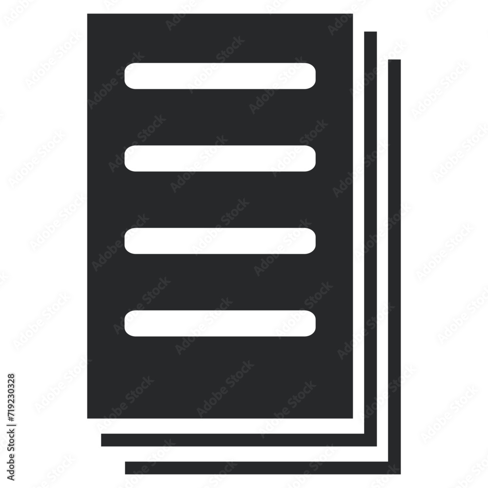 Black document vector icon isolated on white background. Black document vector icon isolated on white background.