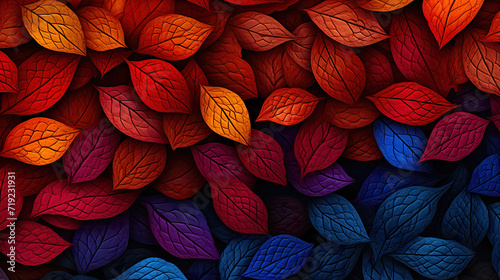 beautiful red lightning radiant red blue colors leaves, wallpaper design