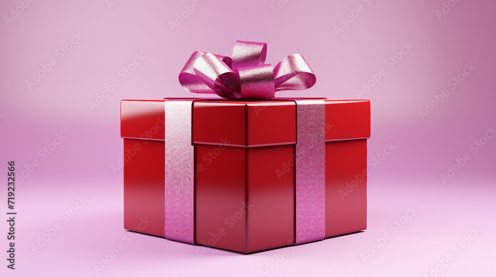 Celebration Unwrapped: Elegant Present in Shiny Red Box with Silver Bow, Ideal for Christmas, Valentine, Birthdays, and Special Moments